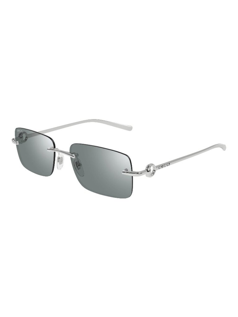New Gucci Men's Sunglasses Silver Square Green Lens Metal Frame GG1703S 002 55